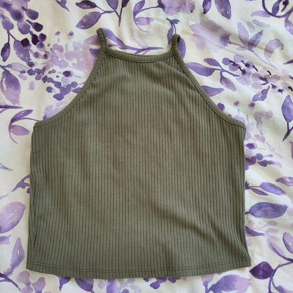 Green Halter Top / Crop Top, Medium